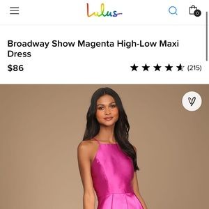 NWT Lulu’s Magenta Broadway Show Hi-Low Dress, size L